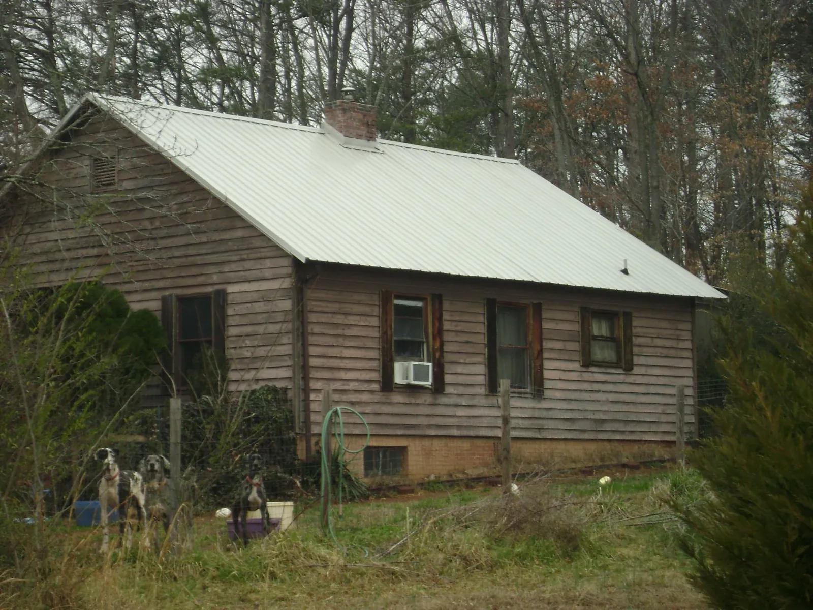 White metal roof on an old wood sided farmhouse, from a Asphalt Shingle Roof Repair job in Montpelier